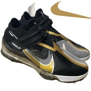 NIKE FORCE ZOOM TROUT BLACK METALLIC GOLD WHITE MEN CLEATS SZ 16 FOOTBALL SPORTS
